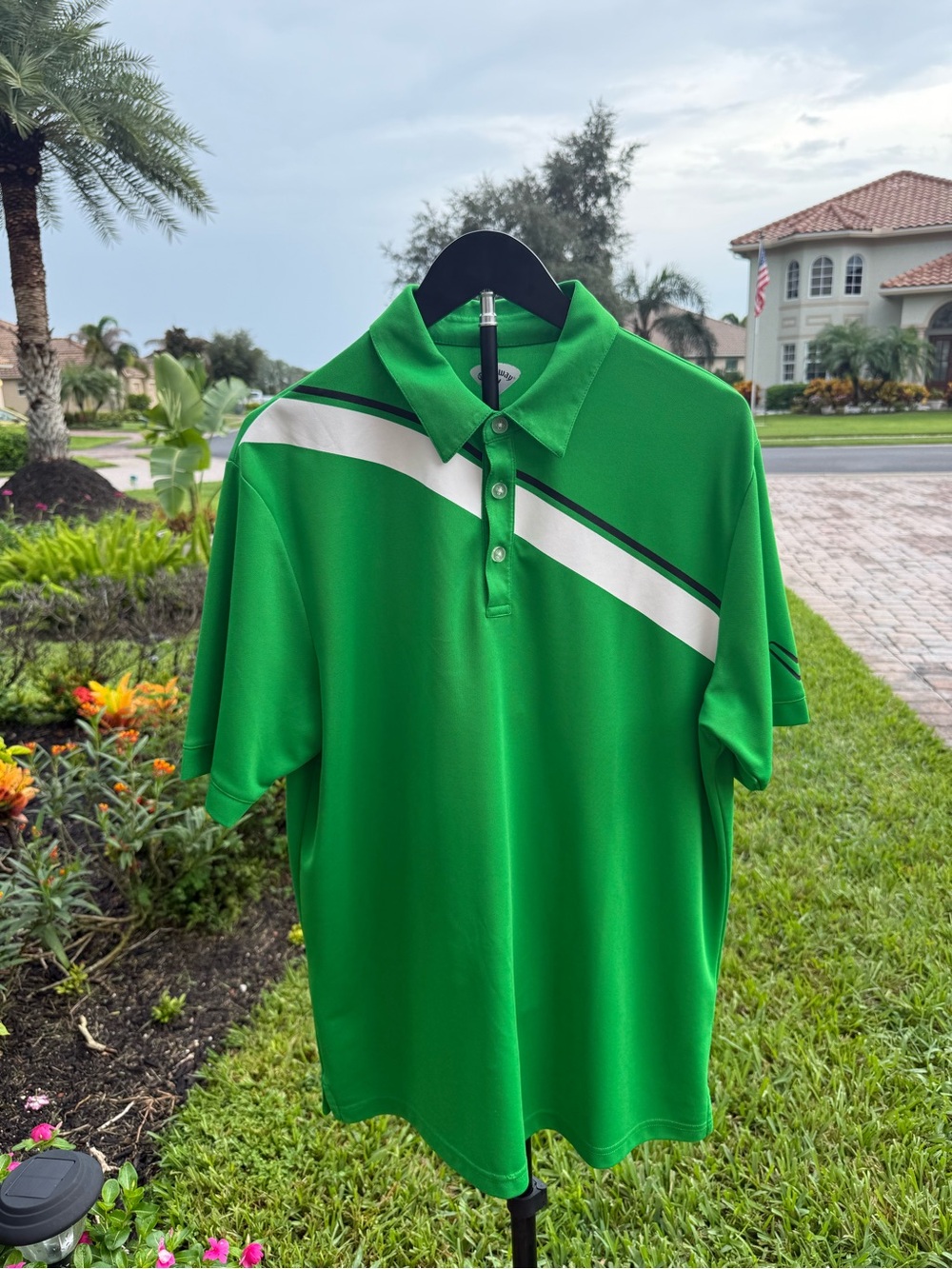 Callaway Performance Golf Polo Green White Stripe Men’s Large LGG